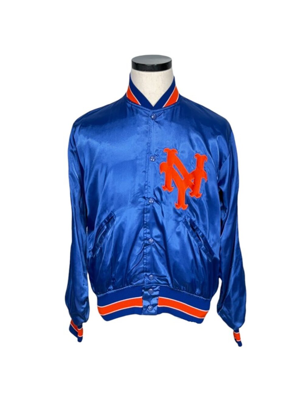 Vintage 60s New York Mets Large Satin Jacket By Felco Blue & Orange MLB